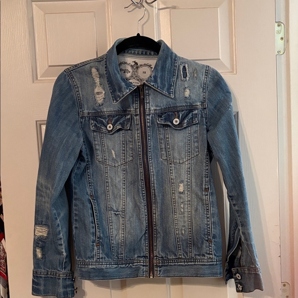 Distressed Blue Jean Jacket